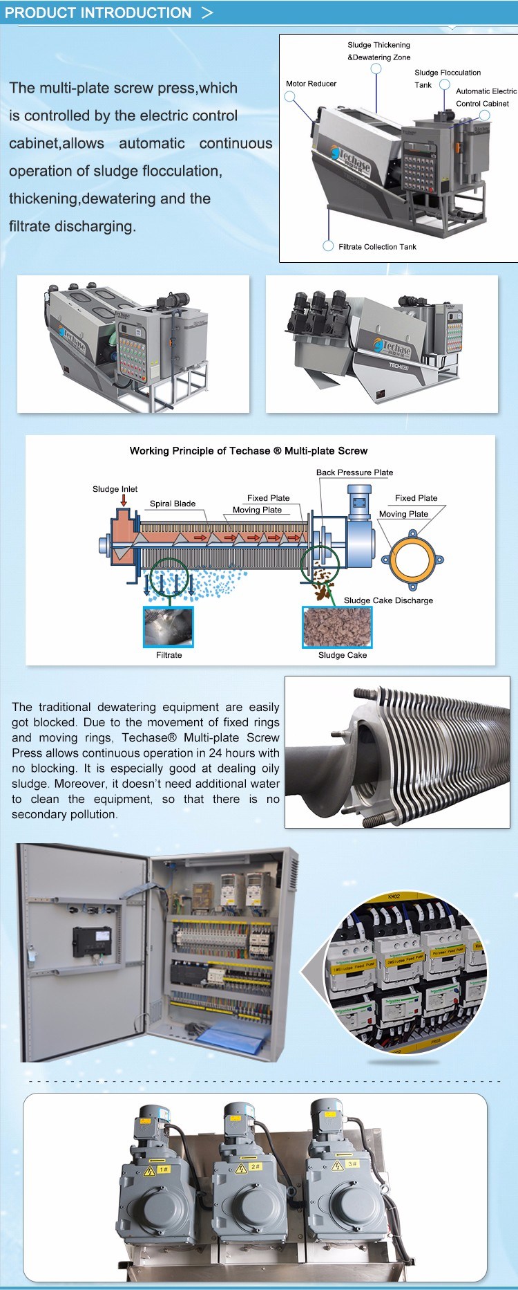 Multi-Plate Screw Press Sludge Dewatering Machine for Paper Making Better Than Belt Press