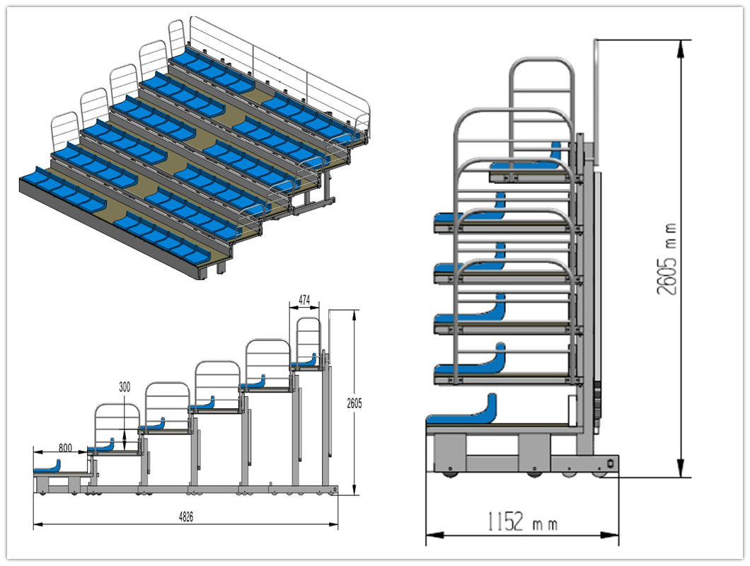 Luxury Indoor Theater Foldable Seats China Factory Telescopic Bleachers Grandstand