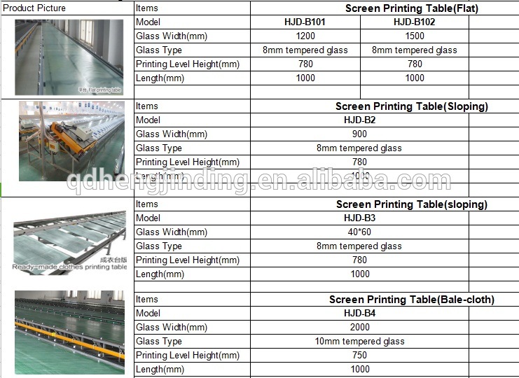 High Quality Sloping Screen Printing Table with Hjd-B2