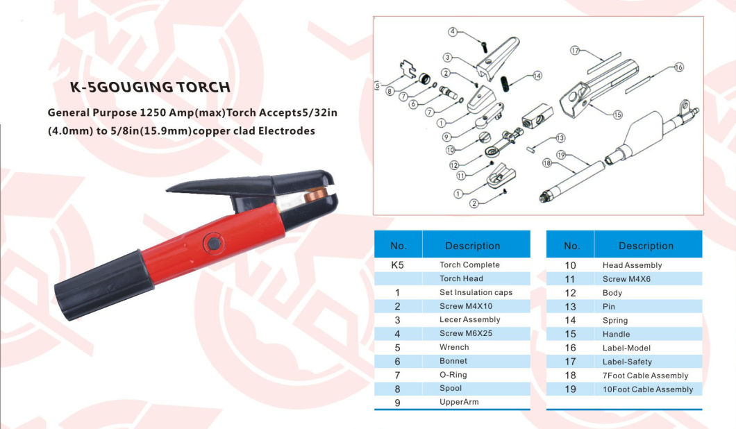 JTM-W01-G-180002 Gouging Torch for Wedding Equipment Accessory Apply to Arcairk-5