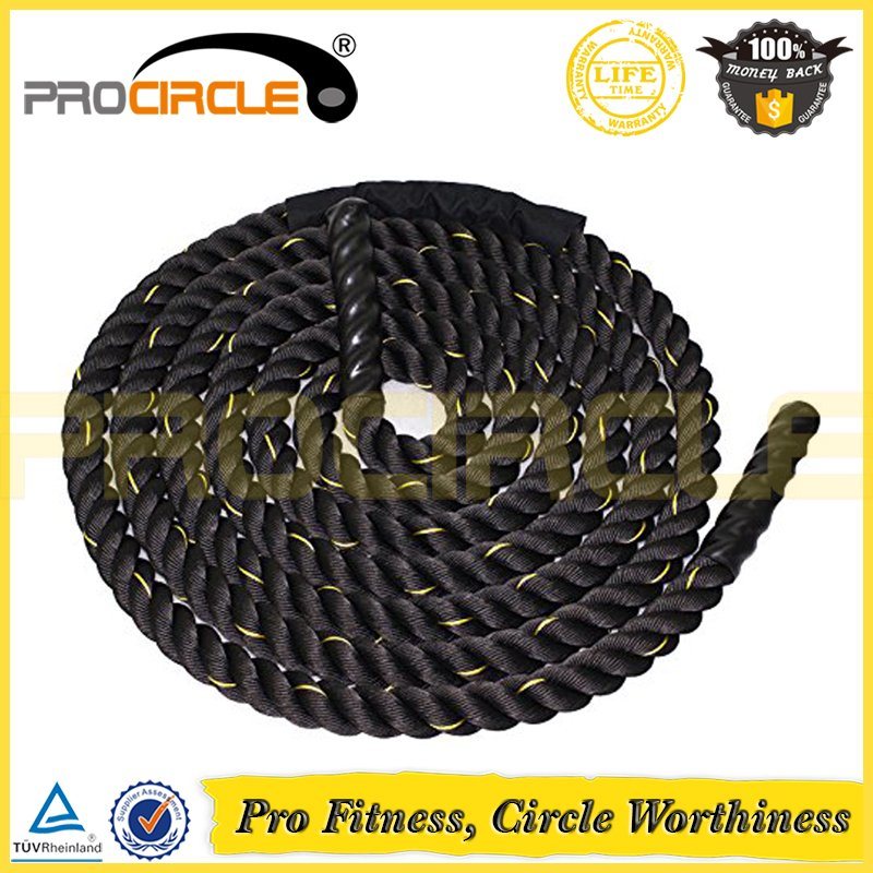 Procircle Battle Rope Fitness Power Training Rope with Wall Bracket and Anchor Strap Safety Carabiner