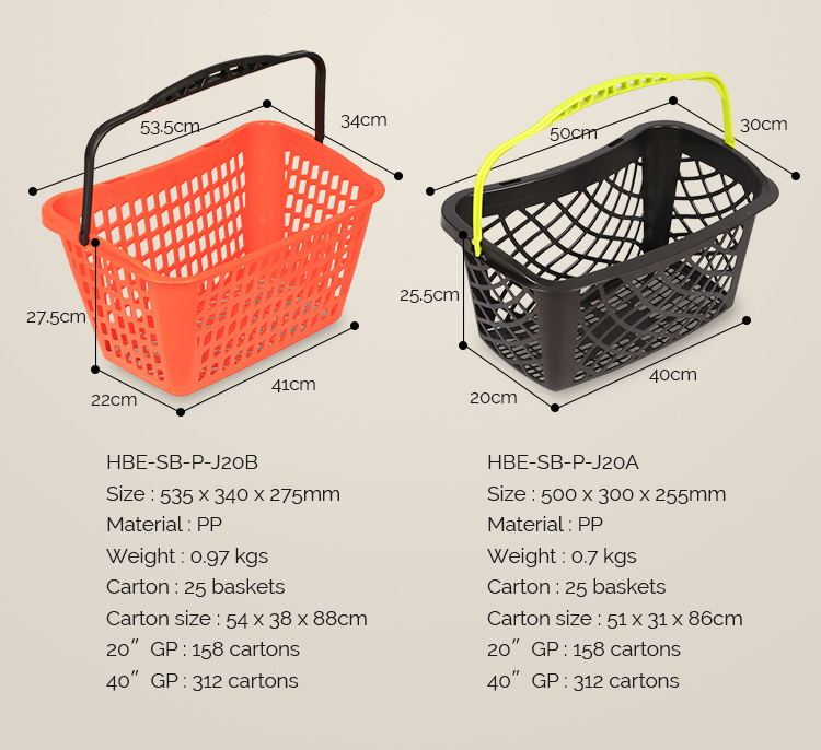 Pick-up 2 Tiers Plastic Double Baskets Shopping Trolley Cart