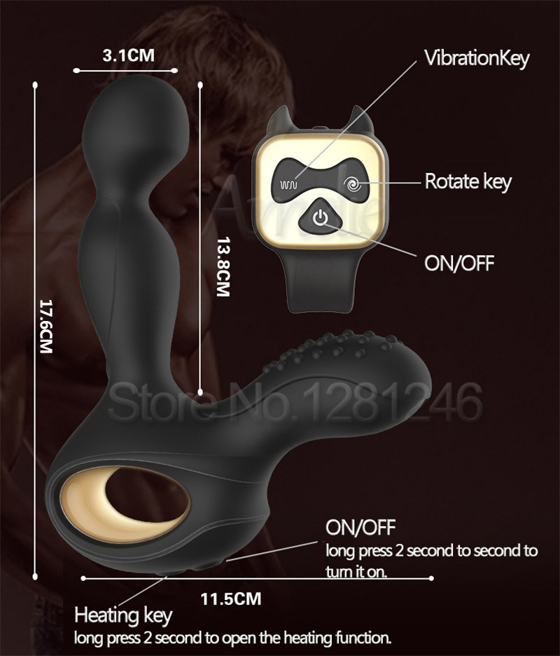 Heating 5 Mode Rotating 10 Mode Vibration Male Prostate Massager G-Spot Stimulator Butt Plugs Anal Vibrator Sex Toys for Men