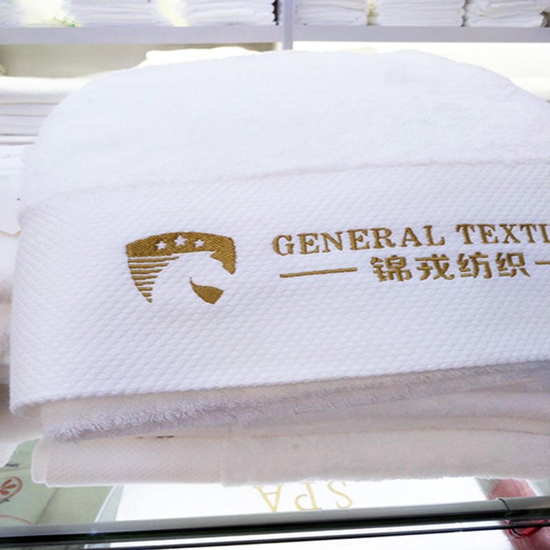 Durable 100% Cotton Embroidery Logo White Bath Towel for Hotel