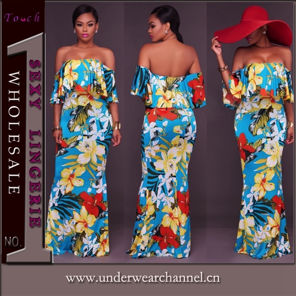 Beach Long Dress Women Summer Fashion Flower Girl Dressses (TOSM7106)