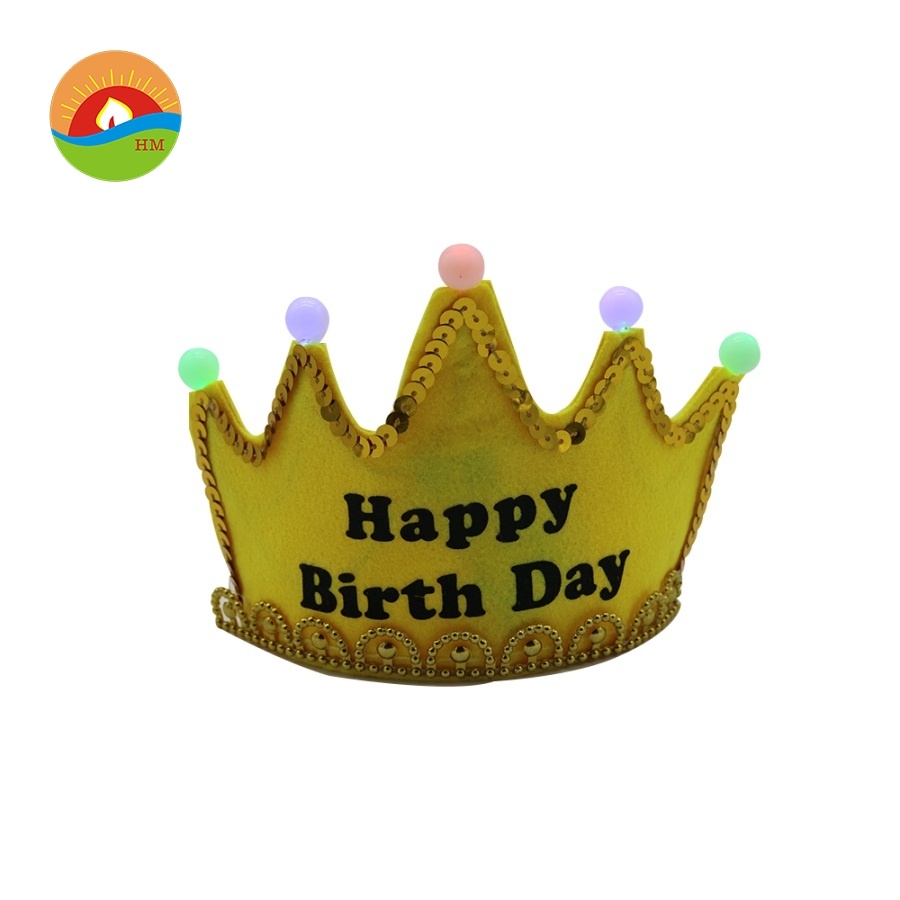 Mixed Color Non-Woven Glowing King LED Birthday Party Hat