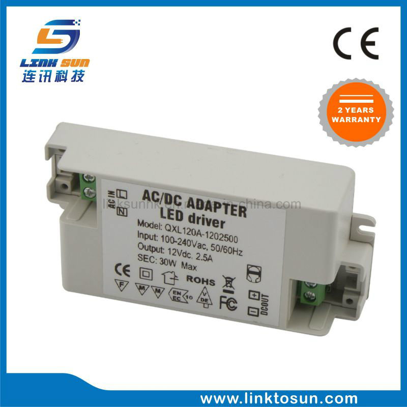 12V 2.5A Constant Voltage LED Power Supply for LED Lights