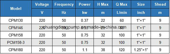 220V Single Phase Cpm Series Centrifugal Electric Fuel Pump