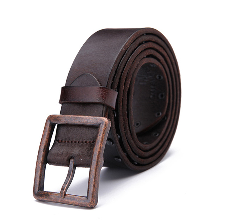 2017 Fashion Design Mens Vintage Rivets Brown Leather Belts