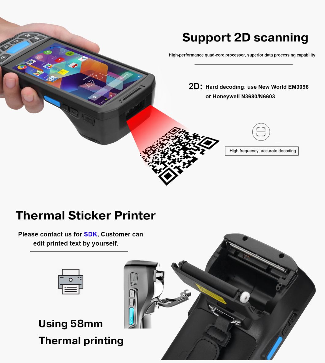 Industrial PDA Handheld Computer with WiFi Wince Mobile Data Collector Ue966 Laser Head PDA