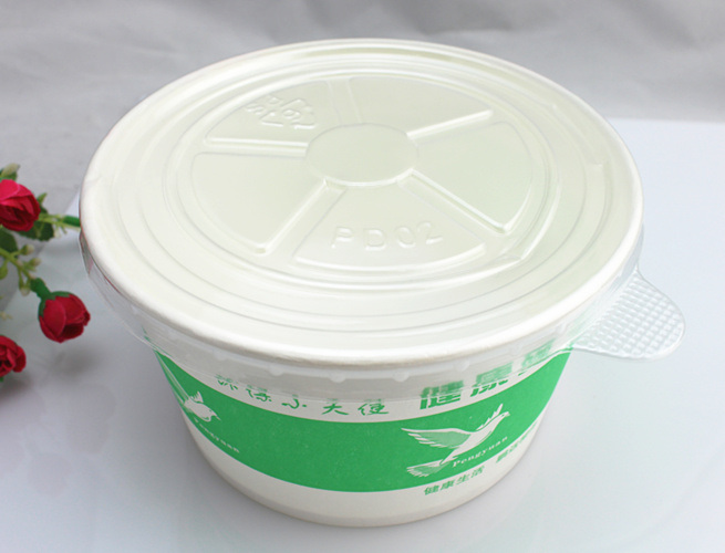 Disposable Paper Bowl with Lid for Take Away, Disposable Hot Soup Paper Bowl