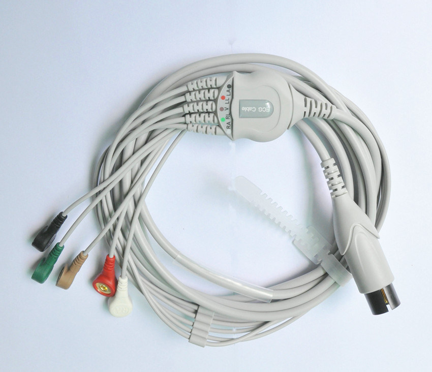 6 Pin One-Piece 5 Leads ECG Cable