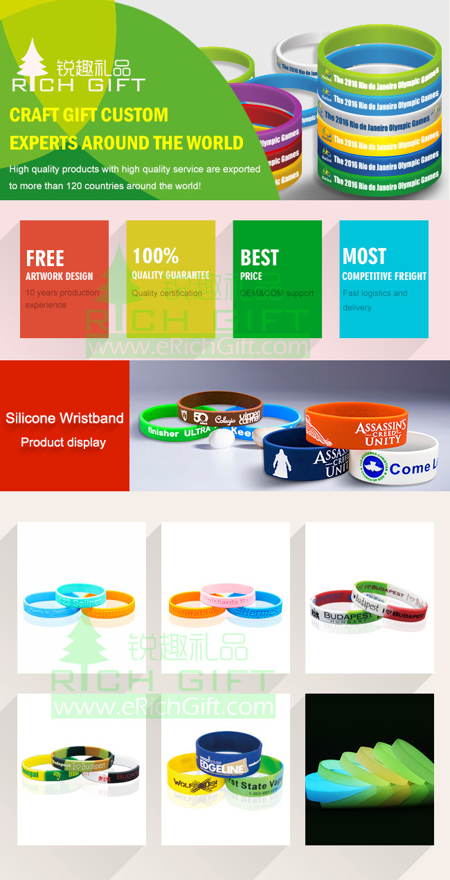 Manufacturer Custom Fashion Debossed Silicone Rubber Wristband Bracelet for Promotional Gift