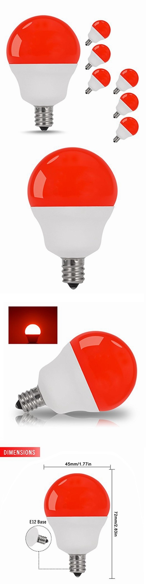 New Arrival G14 Decoration Light Red Light Bulbs 5W 40W Equivalent E12 LED Bulb