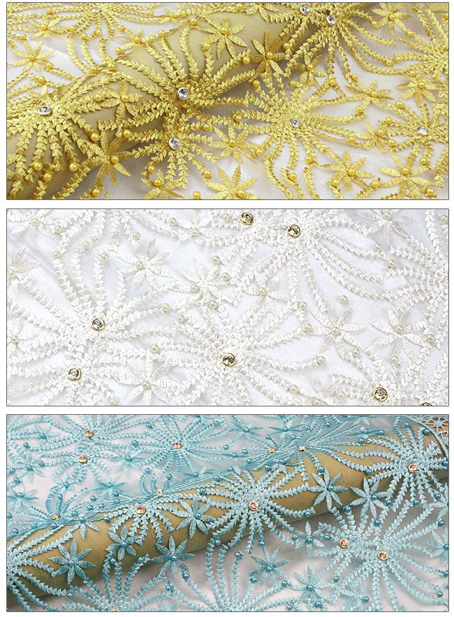 New Arrival 3D Lace Fabric with Stones