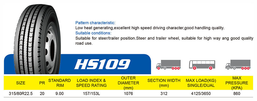 EU Approved TBR Tire, Trailer Tyre 315/80r22.5