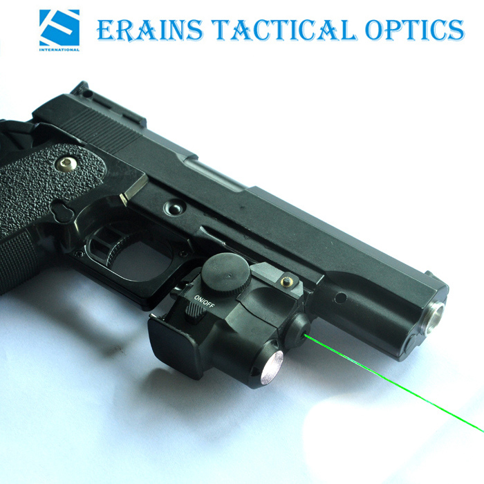 Sub Compact Glock and Full Size Handgun Fittable Aluminium Tactical Pistol 180 Lumens LED Flashlight with Green Laser Sight