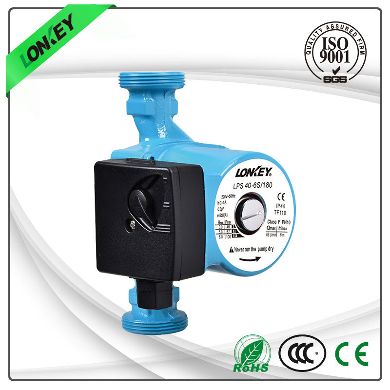 100W Hot Water Circulation Pump Three Speed Manual: Lps40-6s/180