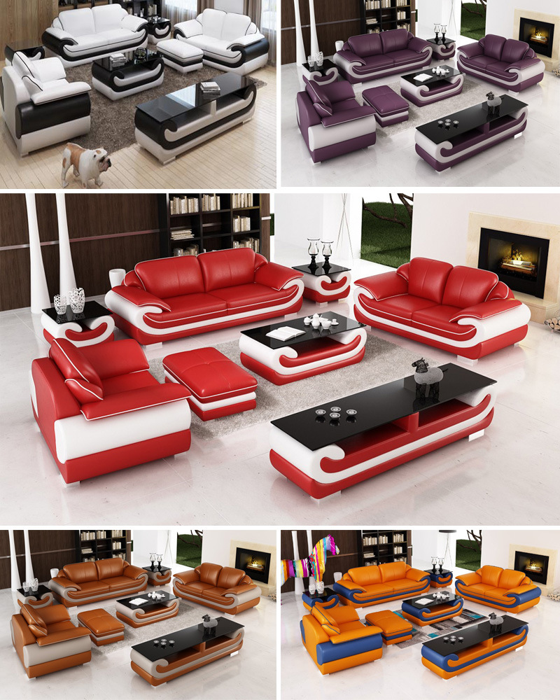 Modern Living Room Furniture Set Genuine Leather Sofa