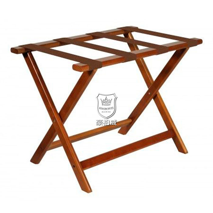 Hospitality Design Solid Beech Wood Luggage Folding Bench Mahogany Luggage Rack