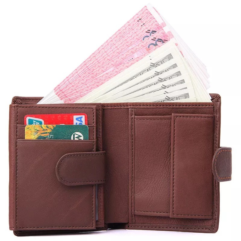 Hot Sale 100% Genuine Cow Leather Coin Pocket Multi Card Wallet