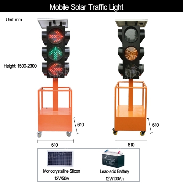 LED Solar Mobile Traffic Light for Traffic Safety