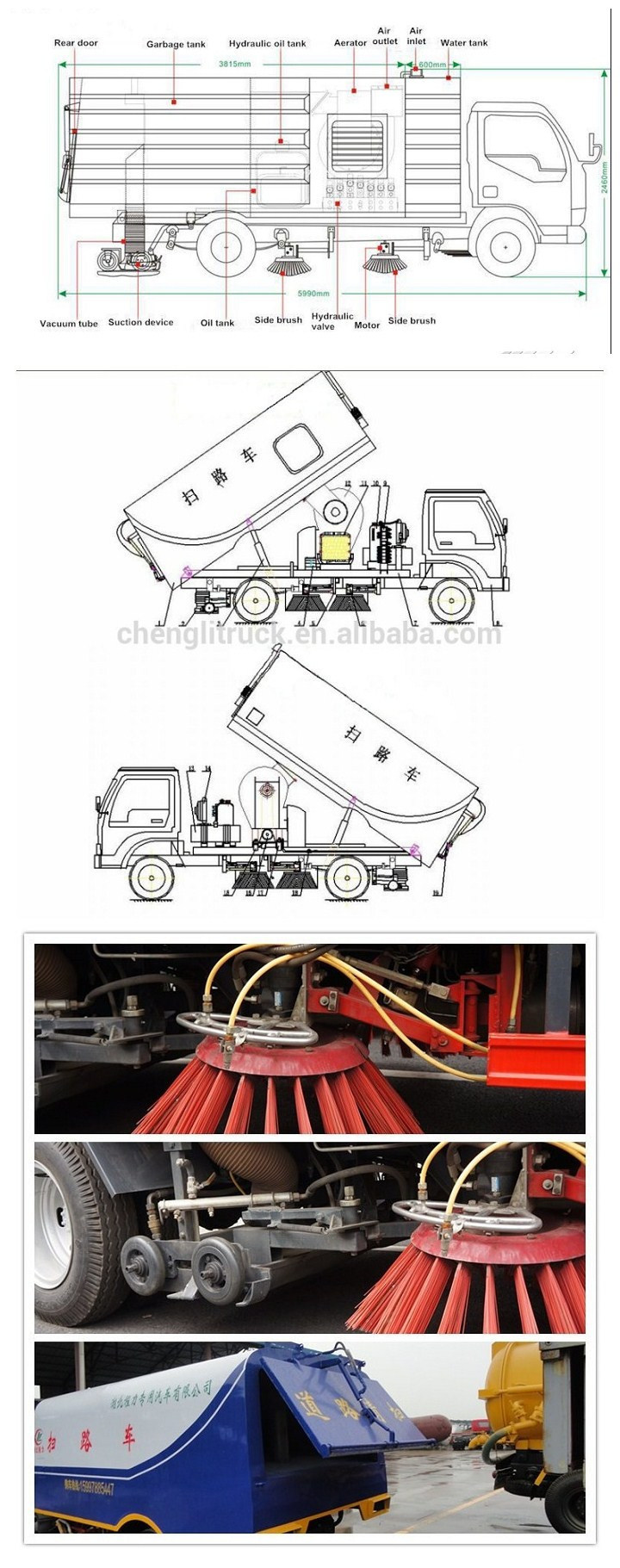 Road Sanitation Dongfeng 4X2 10cbm Tanker Efficient Sweeper Vacuum Truck