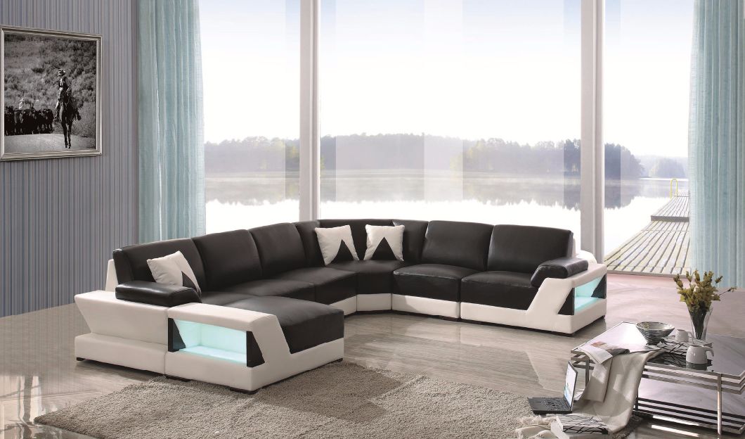 Divany Most Popular Stainless Steel Leg Leather Living Room Sofa