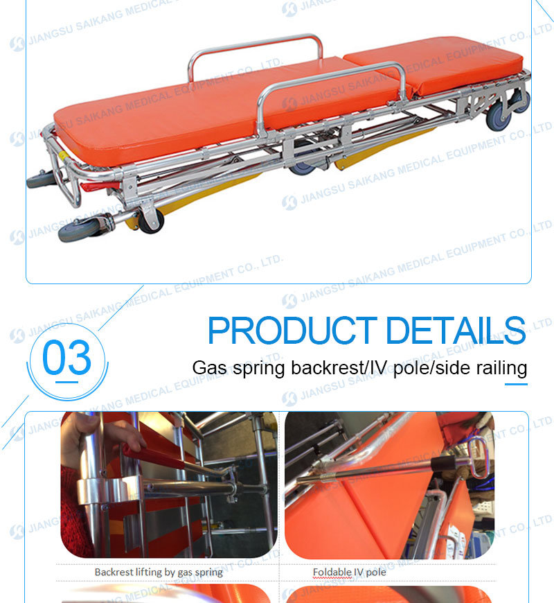 Medical Adjustable Ambulance Patient Stretcher Trolley