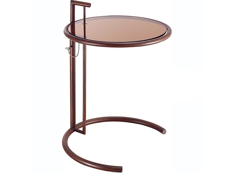 Stainless Steel Round Glass Tea Table with Lifting Function