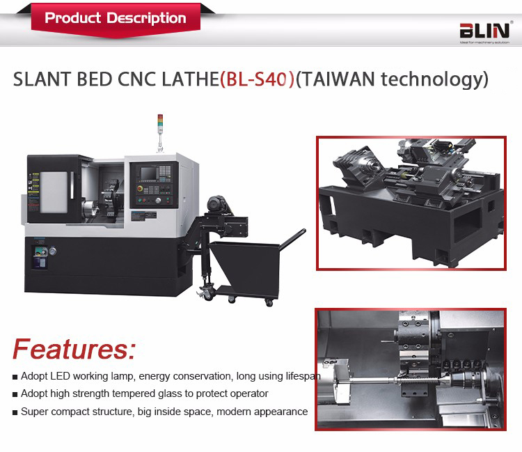 High Precision Slant Bed CNC Lathe Machine with Taiwan Technology (BL-S40/50)