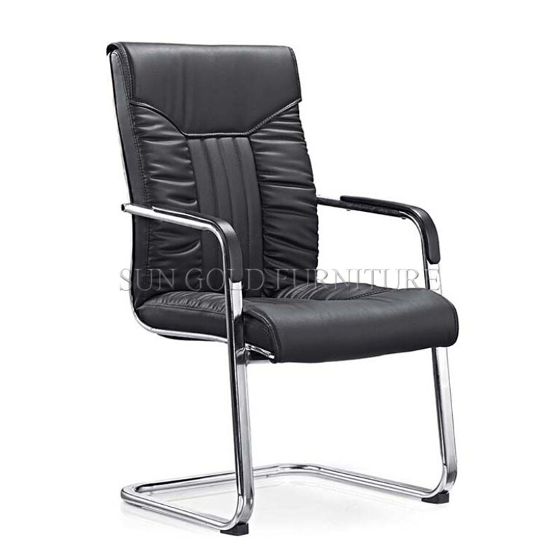 Middle Back Fixed Armrests Without Wheels Director Leather Chair (SZ-OC137)