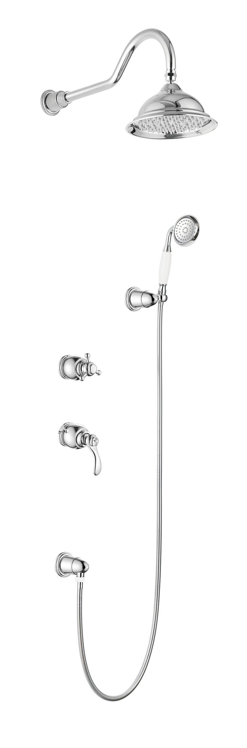 Wall Mounted Antique Brass Concealed Shower Set (zf-W55)