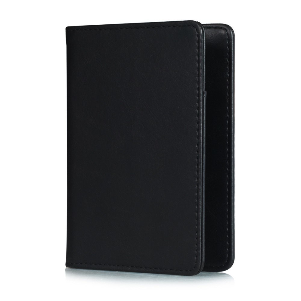 Black PU Leather 2 Fold Personalized Passport Cover Holder