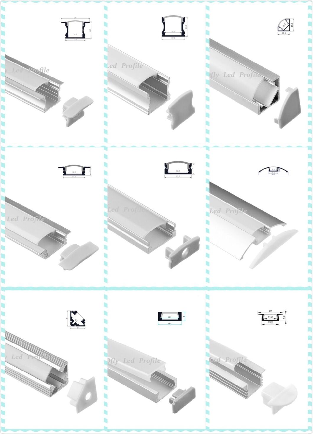 LED Aluminum Profile LED Strip Light Plastic Cover, 2m Aluminium LED Profile Lighting Bar