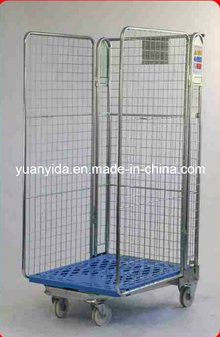 Warehouse Storage Wire Mesh Roll Pallets Roll Containers Roll Cages with Plastic Bottom