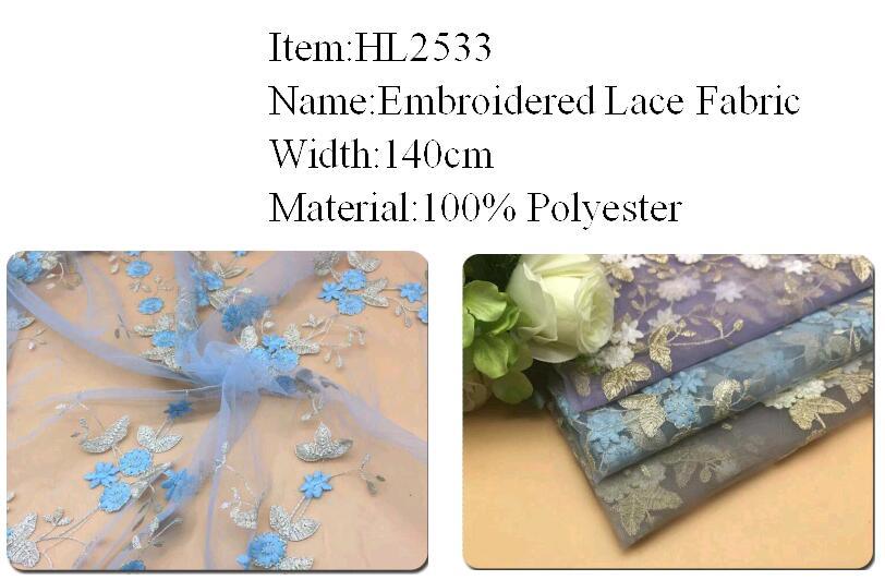 Hot Selling Embroidered Lace Fabric for Dress Garment