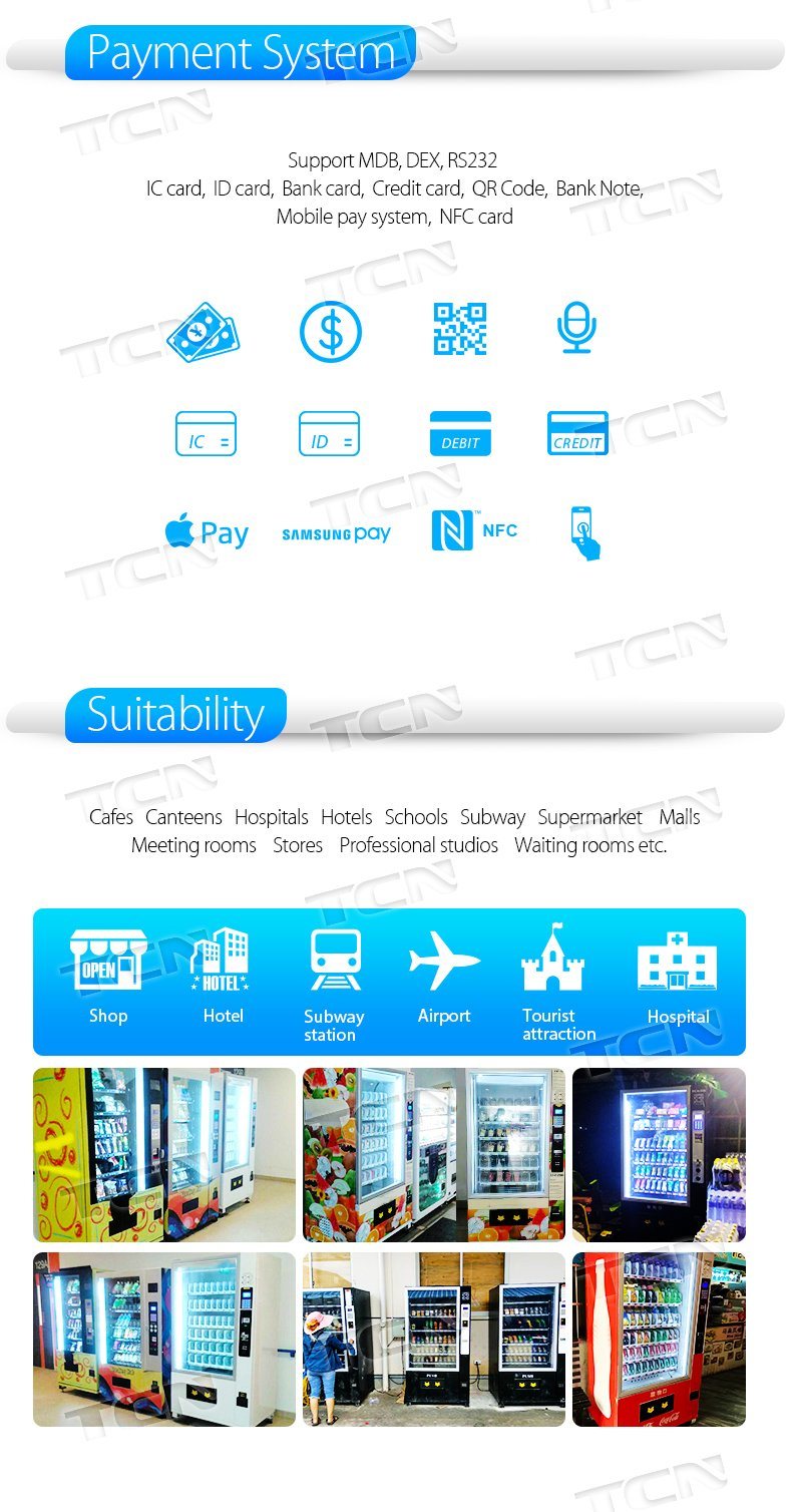 Tcn OEM/ODM Shopping Mall Supermarket Custom Made Vending Machine with Lift System