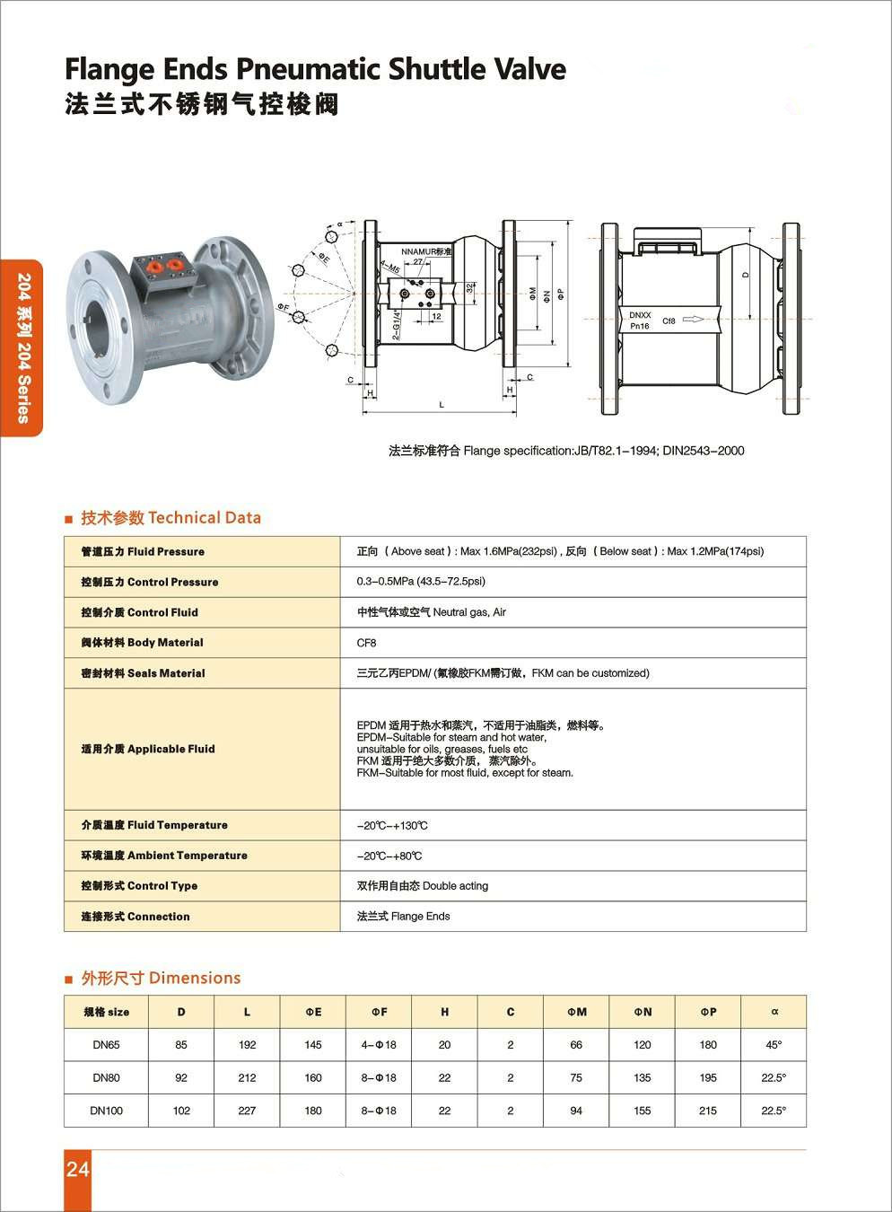 Flange Ends Pneumatic Shuttle Valve with High Quality