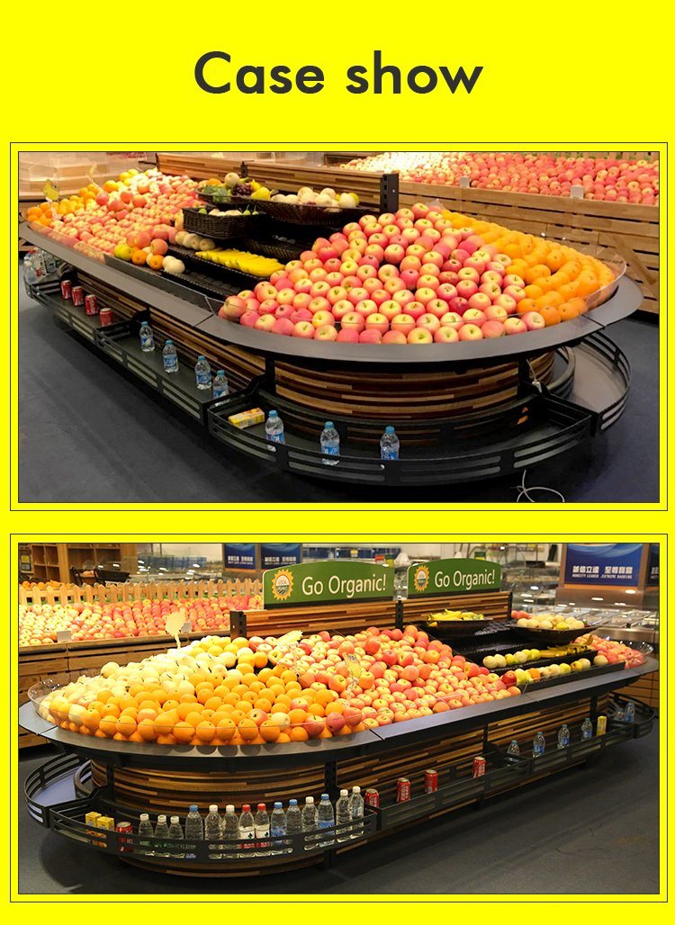 Stainless Steel Supermarket Display Shelf for Fresh Vegetables and Fruits