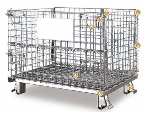 Galvanized Steel Folding Warehouse Storage Cage