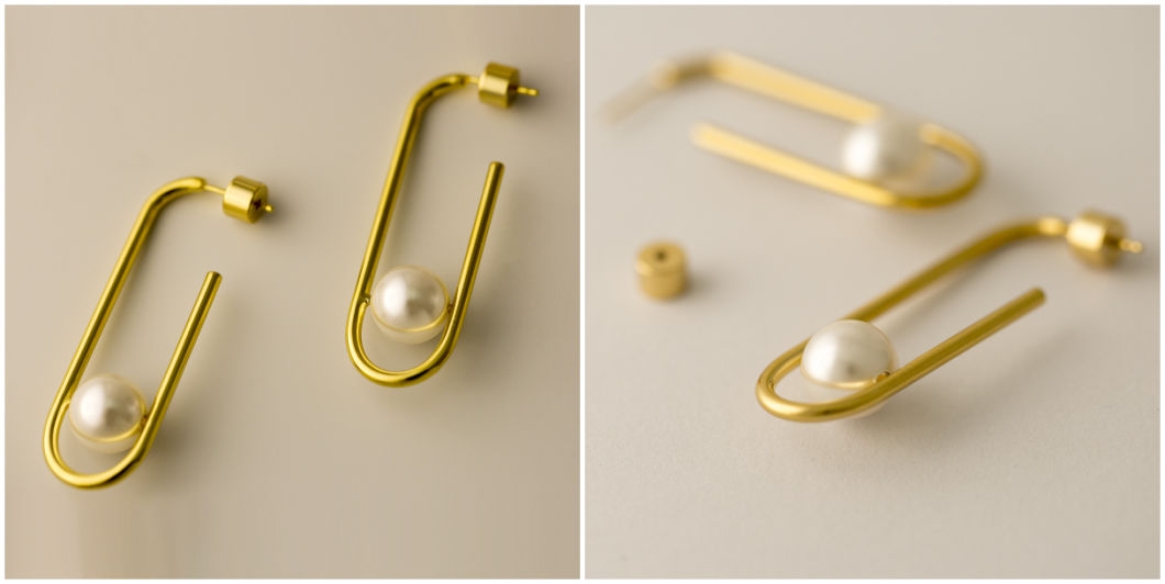 14K Gold Plated Open Cuff Pearl Minimalist Hoop Earrings