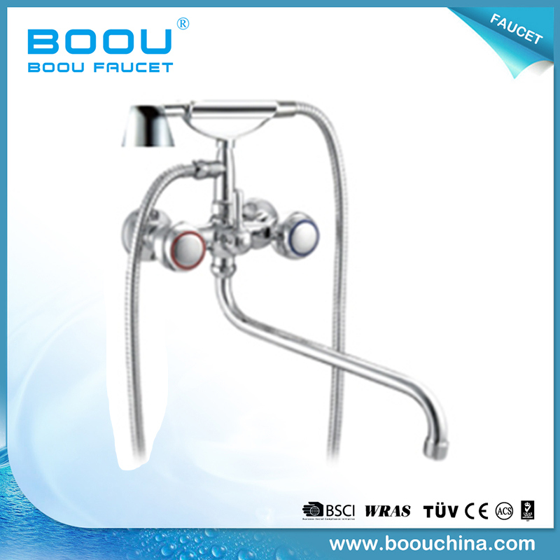 Boou Long Pipe Dual Handle Zinc Shower Bath Faucet