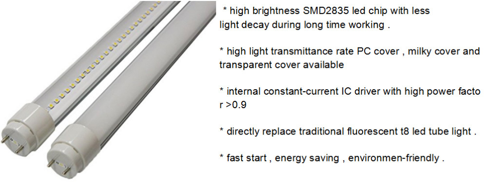Energy Saving High Lumen LED 18W 1200mm Tube T8 Light