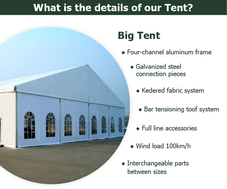 Functional Hall Tent for 1000 Personns Outdoor Wedding with Roof Ling and Curtain