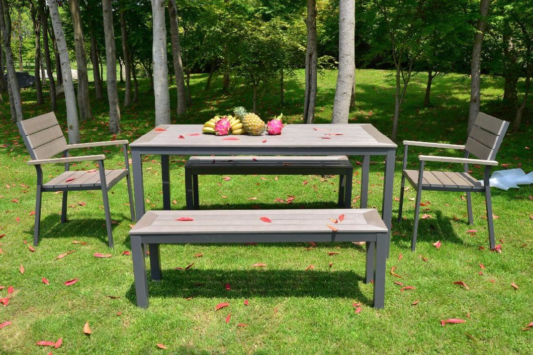 100% Plastic Wood for Outdoor Furniture Park Furniture with Table