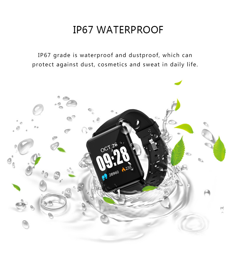 Less Than USD8/PCS 1.44 Color Screen IP67 Waterproof Heart Rate, Blood Pressure, Blood Oxygen Monitoring Sports Bracelet Watch
