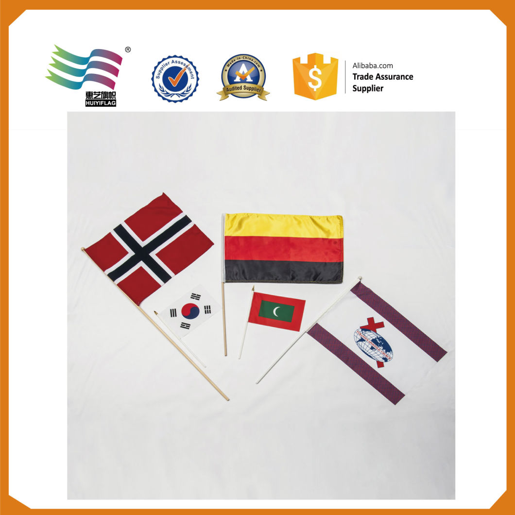 Custom Printed Polyester Paper Plastic Hand Flag Waving (HYHF-AF063)