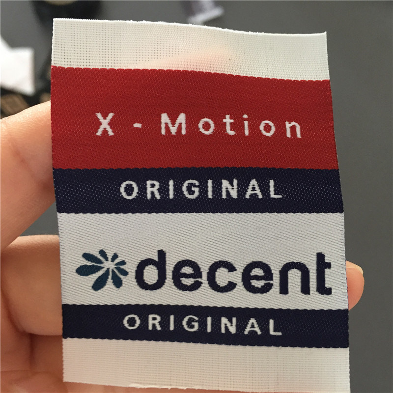 Custom 75D High Density Straight Cutting Logo Brand Woven Label for Garment/Clothing Fabric