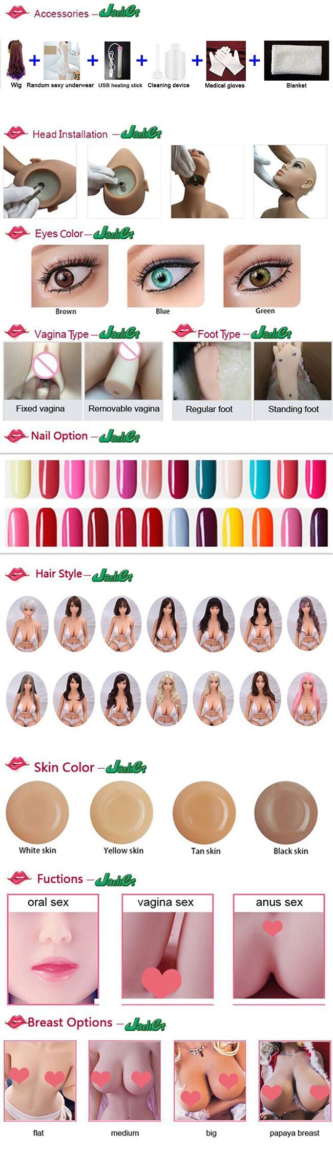 Jarliet Full Silicone Sex Doll Small Chest Big Boobs Solid Sex Toys for Men